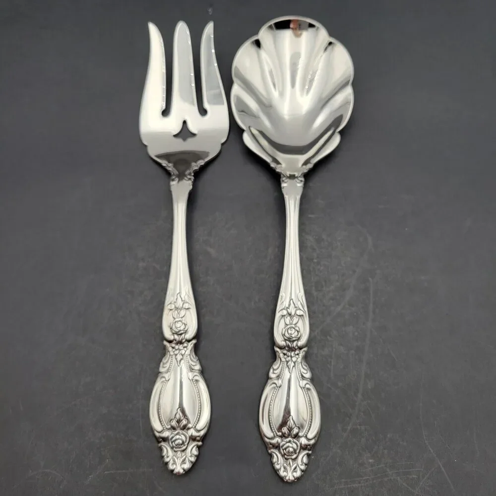 Oneida 18/8 Stainless Heirloom Frederick Serving Set Fork & Spoon (Shell Cassero